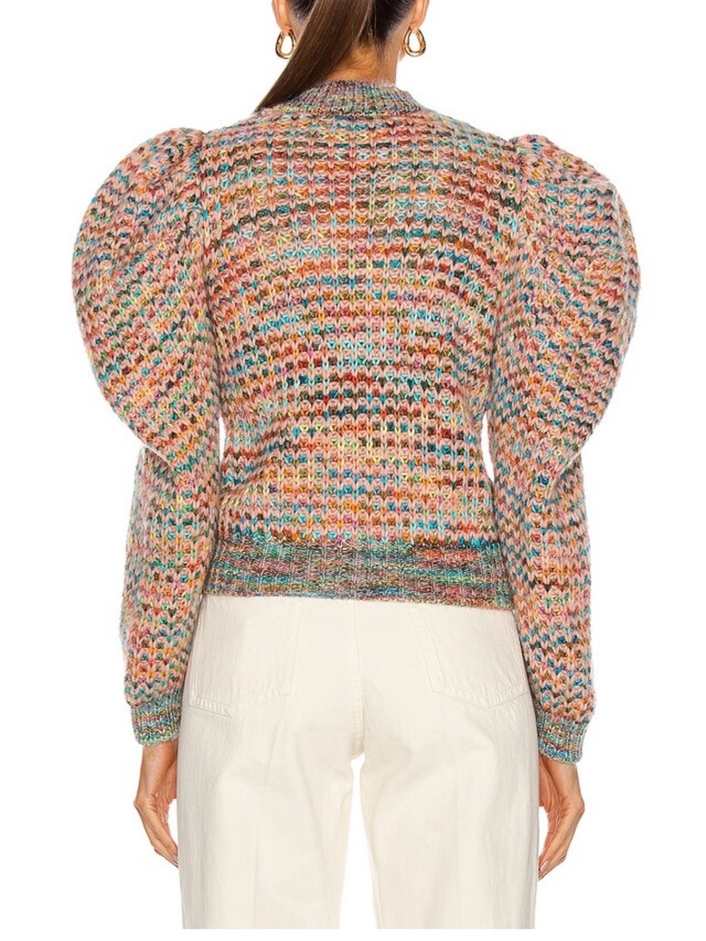 Ulla Johnson Fiora Rainbow Puff Sleeve Mohair Wool Cardigan Sweater M - Picture 7 of 16